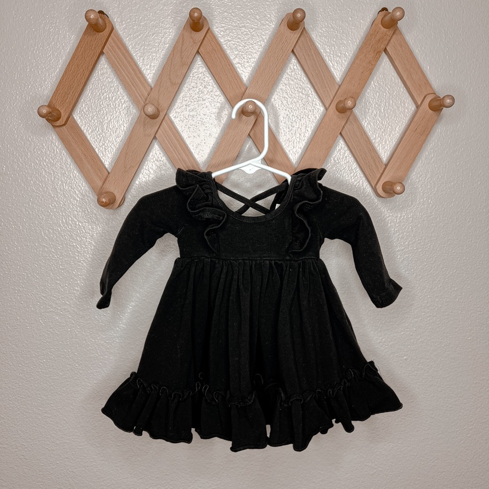 Serendipity Black Twirl Ruffle Dress